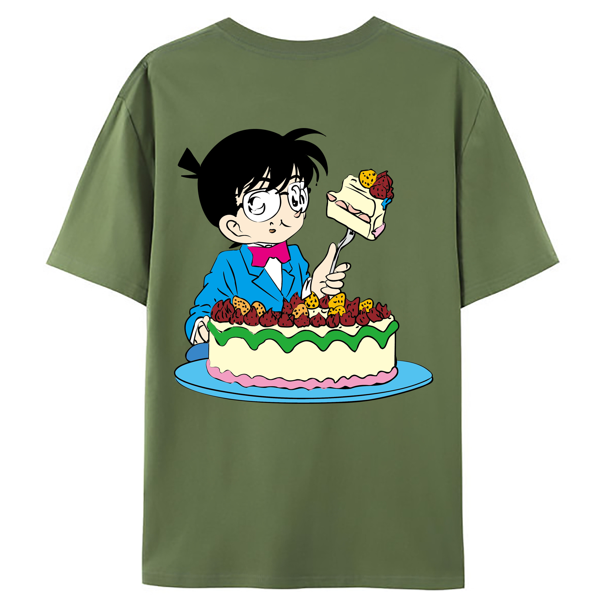 （画像用） 名探偵コナン 江戸川 コナン Detective Conan Conan Edogawa 綿100％ メンズ半袖Tシャツ（バックプリント） 通気性